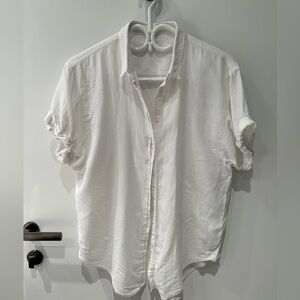 Aritzia’s Community White Linen Button Down Shirt Sleeve Shirt